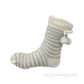 Calcetines para el piso de la zapatilla de invierno con suela de goma
